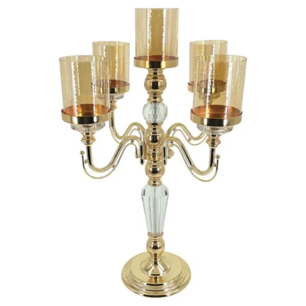 ΚΗΡΟΠΗΓΙΟ ΜΕΤΑΛΛΙΚΟ ΧΡΥΣΟ/ΛΕΥΚΟ/ΜΕΛΙ ΚΛΑΣΙΚΟ ΜΕ ΚΡΥΣΤΑΛΛΑ 5 ΘΕΣΕΩΝ - Φ36x60cm 6/ΚΙΒ