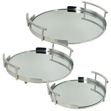 ΔΙΣΚΟΙ ΜΕΤΑΛΛΙΚΟI ΑΣΗΜΙ ΣΕΤ/3 ΣΤΡΟΓΓΥΛΟΙ ΜΕ ΚΑΘΡΕΦΤΗ & ΧΕΡΟΥΛΙΑ - S:25, M:30, L:35cm 4/ΚΙΒ