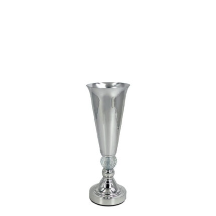 ΒΑΖΟ ΜΕΤΑΛΛΙΚO ΑΣΗΜΙ/ΛΕΥΚΟ ΚΛΑΣΙΚΟ ΜΕ ΚΡΥΣΤΑΛΛΟ ΜΙΚΡΟ - Φ12x33cm 24/ΚΙΒ