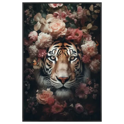 ΠΙΝΑΚΑΣ ΚΑΜΒΑΣ ΤΙΓΡΗ ΜΕ ΛΟΥΛΟΥΔΙΑ ΠΑΣΤΕΛ ΣΕ ΚΟΡΝΙΖΑ - 60x90x3.5cm 15/ΚΙΒ