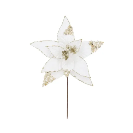 ΧΡΙΣΤΟΥΓΕΝNΙΑΤΙΚΟ ΚΛΑΔΙ ΑΛΕΞΑΝΔΡΙΝΟ ΛΕΥΚΟ/ΧΡΥΣΟ ME ΠΑΓΙΕΤΕΣ - Φ30cm Υ30cm 360/ΚΙΒ