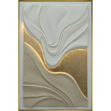 ΠΙΝΑΚΑΣ ΣΕ ΚΑΜΒΑ ΦΩΤΙΖΟΜΕΝΟΣ ΜΕ LED ΕΚΡΟΥ/ΧΡΥΣΟ 3D ΑΦΗΡΗΜΕΝΟ ΣΧΕΔΙΟ ΣΕ ΚΟΡΝΙΖΑ - 82.5x122.5x3.5cm 4/KIB