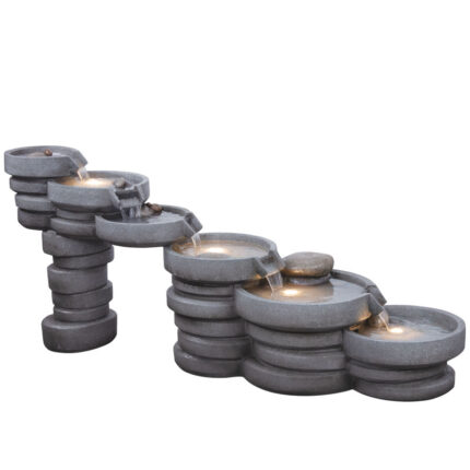 ΕΠΙΔΑΠΕΔΙΟ ΣΥΝΤΡΙΒΑΝΙ ΔΙΑΚΟΣΜΗΣΗΣ ΣΚΟΥΡΟ ΓΚΡΙ ΜΕ ΦΩΣ ΚΙΛΑΚΩΤΟ ΜΕ 6 ΠΕΤΡΙΝΟΥΣ ΔΙΣΚΟΥΣ - 145x51x61cm 1/ΚΙΒ