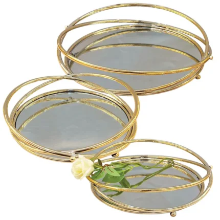 ΔΙΣΚΟΙ ΜΕΤΑΛΛΙΚΟI ΧΡΥΣΟ ΣΕΤ/3 ΣΤΡΟΓΓΥΛΟΙ ΜΕ ΚΑΘΡΕΦΤΗ ΛΟΞΟΙ ΚΥΚΛΟΙ ΧΕΡΟΥΛΙΑ - S:Φ25, M:Φ30, L:Φ35cm 3/ΚΙΒ