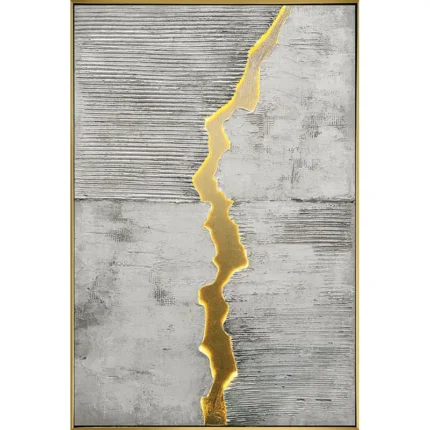 ΠΙΝΑΚΑΣ ΣΕ ΚΑΜΒΑ ΦΩΤΙΖΟΜΕΝΟΣ ΜΕ LED ΓΚΡΙ/ΧΡΥΣΟ 3D BIOMHXANIKO ΣΧΕΔΙΟ ΣΕ ΚΟΡΝΙΖΑ - 82.5x122.5x3.5cm 4/ΚΙΒ