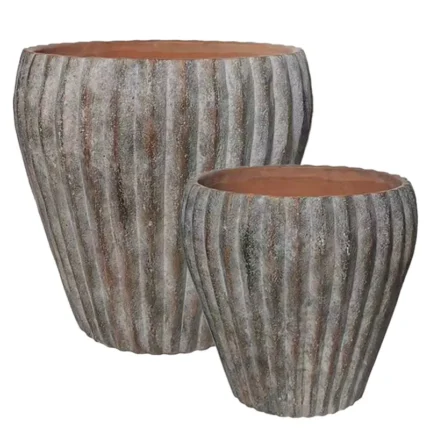 ΚΑΣΠΩ ΣΕΤ/2 ΣΤΡΟΓΓΥΛΟ ΓΚΡΙ/ΚΑΦΕ ΚΩΝΙΚΟ ΑΥΛΑΚΩΤΟ - L:Φ34.5x34.2, S:Φ28.2x28cm 1/ΚΙΒ