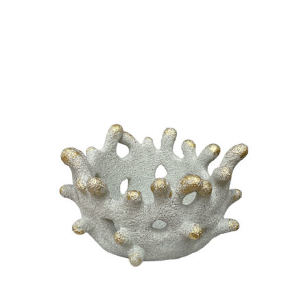 ΔΙΑΚΟΣΜΗΤΙΚO ΚΟΥΠ ΕΚΡΟΥ/ΧΡΥΣΟ ΠΟΛΥΕΣΤΕΡΙΚO ΚΟΡΑΛΛΙ ΑΝΑΓΛΥΦΟ-ΤΡΥΠΗΤΟ - Φ21x13.5cm 24/KIB