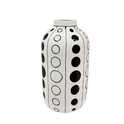 ΚΕΡΑΜΙΚΟ ΒΑΖΟ ΑΣΠΡΟ/ΜΑΥΡΟ ΚΥΛΙΝΔΡΙΚΟ - ΜΙΝΙΜΑΛ ΓΡΑΜΜΕΣ & ΚΥΚΛΟΙ - Φ30x15cm 12/KIB