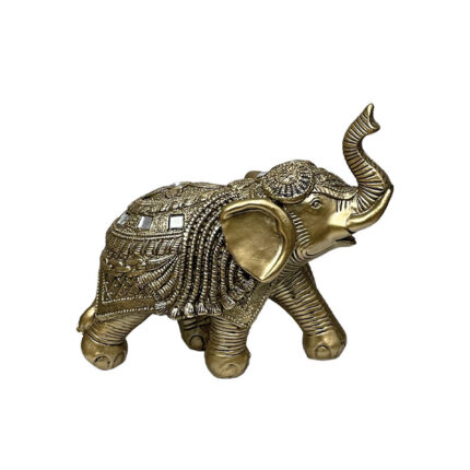 ΔΙΑΚΟΣΜΗΤΙΚΟ ΠΟΛΥΕΣΤΕΡΙΚΟ ΧΡΥΣΟ ΕΛΕΦΑΝΤΑΚΙ - ΑΝΑΓΛΥΦΟ ΜΕ ΚΑΘΡΕΦΤΑΚΙΑ - 16x8.5x19cm 24/KIB