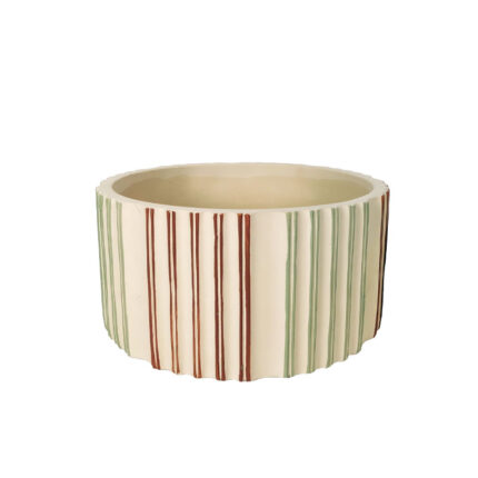 ΚΑΣΠΩ ΤΣΙΜΕΝΤΕΝΙΟ ΜΠΕΖ ΣΤΡΟΓΓΥΛΟ ΚΑΘΕΤΕΣ ΓΡΑΜΜΕΣ ΠΡΑΣΙΝΕΣ/ΚΟΚΚΙΝΕΣ - Φ20x10cm 12/ΚΙΒ