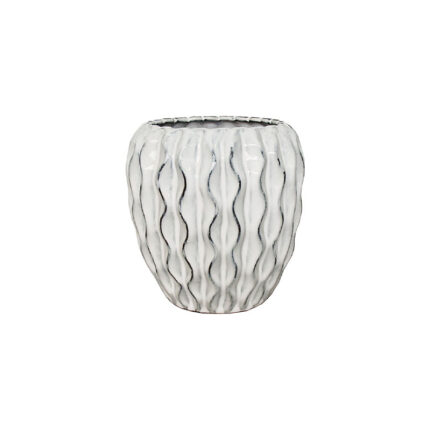 ΚΑΣΠΩ ΠΗΛΙΝΟ ΛΕΥΚΟ ΚΥΛΙΝΔΡΙΚΟ ΜΕ ΜΑΥΡΕΣ ΡΑΒΔΩΣΕΙΣ - Φ19x19cm  6/ΚΙΒ