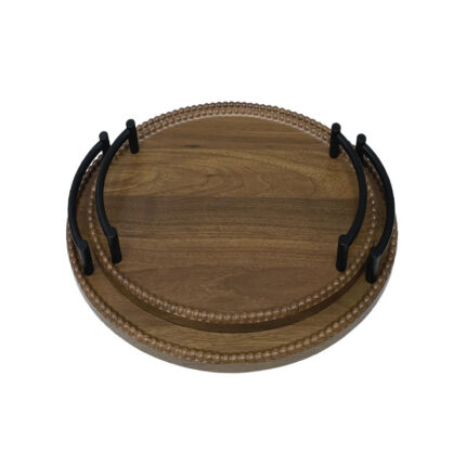 ΔΙΣΚΟI MDF SET/2 ΣΤΡΟΓΓΥΛΟΣ ΚΑΦΕ/ΜΑΥΡΟ ΜΕ ΜΕΤΑΛΛΙΚΑ ΧΕΡΟΥΛΙΑ - L:Φ35, S:Φ30cm 12/KIB