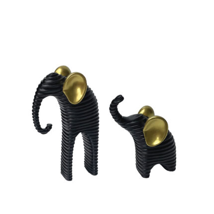 ΕΛΕΦΑΝΤΑΚΙΑ ΣΕΤ2 ΜΑΥΡΟ ΜΕ ΧΡΥΣΑ ΑΥΤΙΑ ΜΟΝΤΕΡΝΟ - L:10x6x17cm, S:9x6x13cm 20/KIB