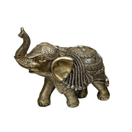 ΔΙΑΚΟΣΜΗΤΙΚΟ ΠΟΛΥΕΣΤΕΡΙΚΟ ΧΡΥΣΟ ΕΛΕΦΑΝΤΑΚΙ - ΑΝΑΓΛΥΦΟ ΜΕ ΚΑΘΡΕΦΤΑΚΙΑ - 18.5x9x20cm 18/KIB