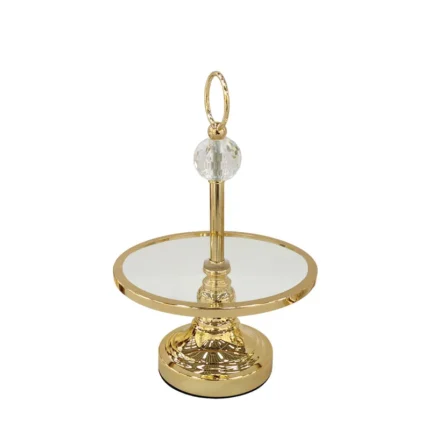 ΟΡΝΤΕΡΒΙΕΡΑ ΜΕΤΑΛΛΙΚΗ ΧΡΥΣΟ/ΛΕΥΚΟ ΜΟΝΗ ΣΤΡΟΓΓΥΛΗ ΙΣΙΑ ΜΕΓΑΛΗ ΜΕ ΚΡΥΣΤΑΛΛΟ & ΓΥΑΛΙ - Φ23x35cm 12/ΚΙΒ