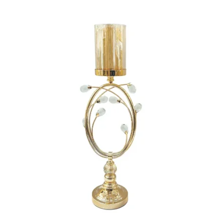 ΚΗΡΟΠΗΓΕΙO ΜΕΤΑΛΛΙΚO ΧΡΥΣΟ/ΜΕΛΙ ΜΕ ΓΥΑΛΙ ΚΡΥΣΤΑΛΛΑ ΜΠΟΥΜΠΟΥΚΙΑ ΜΕΓΑΛΟ - Φ18x49.5cm 6/ΚΙΒ