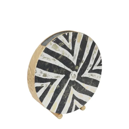 ΜΕΤΑΛΛΙΚΟ ΒΑΖΟ  ΧΡΥΣΟ/ΜΑΥΡΟ/ΛΕΥΚΟ  ΓΡΑΜΜΙΚΑ ΣΧΕΔΙΑ  - 36.8x38.1x8.9cm 4/KIB