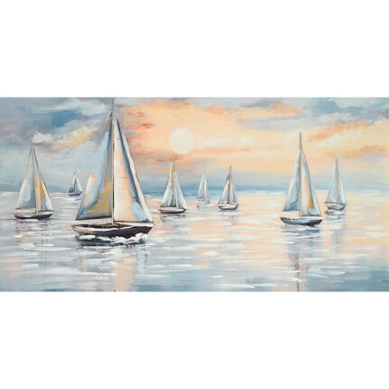 ΠΙΝΑΚΑΣ ΚΑΜΒΑΣ ΚΑΡΑΒΙΑ ΣΤΗΝ ΘΑΛΑΣΣΑ ΜΕ ΗΛΙΟΒΑΣΙΛΕΜΑ - 60x120cm 8/KIB