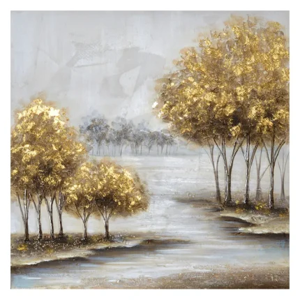 ΠΙΝΑΚΑΣ ΚΑΜΒΑΣ ΔΕΝΤΡΑ ΧΡΥΣΑ ΣΕ ΠΟΤΑΜΙ - 80x80cm 6/KIB